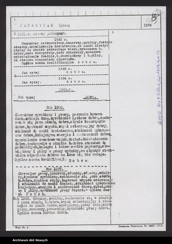 image.from.unit.number "Akta osobowe policjanta z województwa tarnopolskiego - Jankowiak Ignacy"