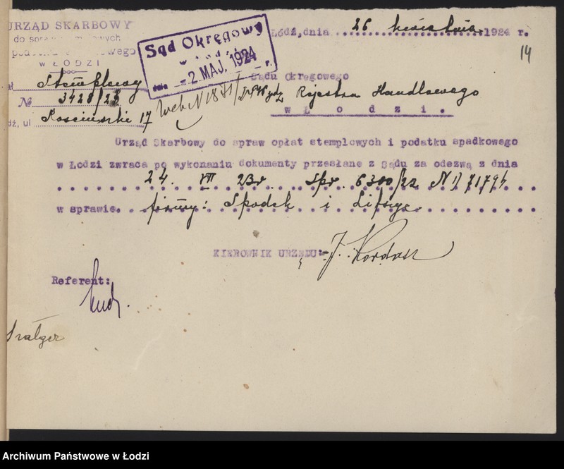 Obraz 16 z jednostki "Majer Spodek, Owsiej Lipszyc – prowadzenie interesów handlowych"