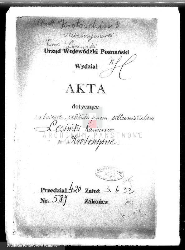 Obraz 5 z jednostki "Zatwierdzenie zakładu przemysłowego odlewni żelaza K. Lesiński w Krotoszynie"