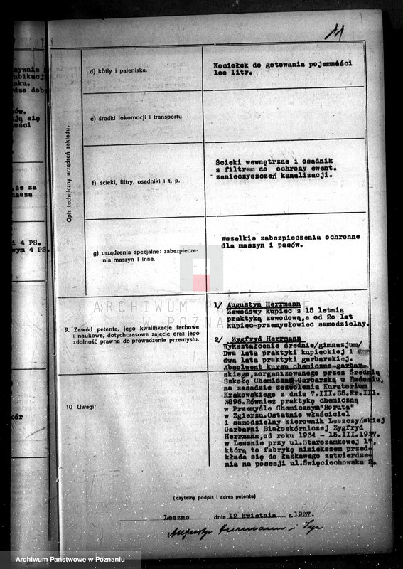 Obraz 15 z jednostki "Zatwierdzenie zakładu przemysłowego firmy Hermann August i Syn w Lesznie /Garbarnia skór/"