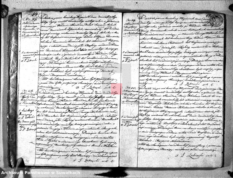 image.from.unit.number "Duplikat aktów urzędnika stanu cyvilnego względem urodzenia, małżeństwa i zeszłych parafii wieysieyskiey na rok 1826, tom I"