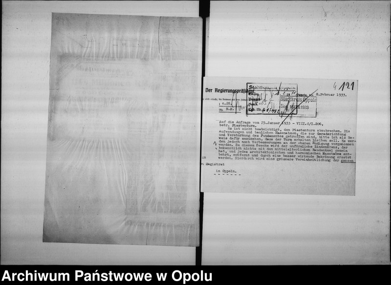 Obraz 8 z jednostki "[Korespondencja i wycinki z gazet dotyczące wieży piastowskiej]"