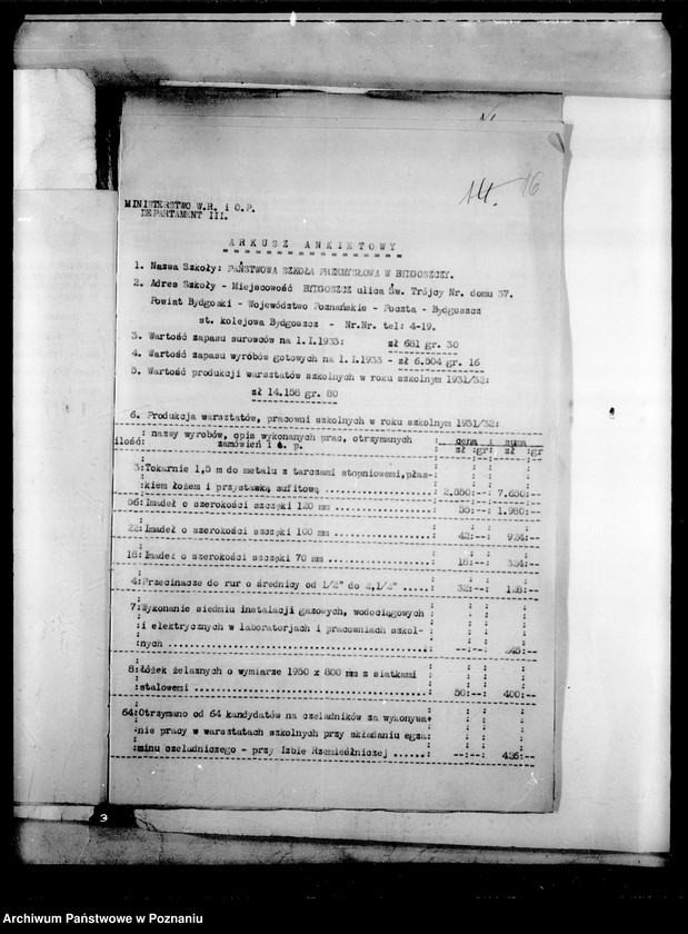 Obraz 19 z jednostki "[Akta ogólne dotyczące szkolnictwa zawodowego między innymi protokoły z egzaminu końcowego w Publicznej Szkole Zawodowej w Poznaniu z 1933 roku]"