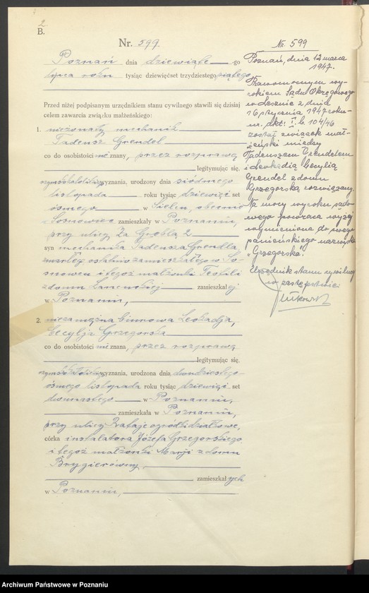 Obraz 4 z jednostki "Księga miejscowa małżeństw tom III [Rejestr główny małżeństw]"