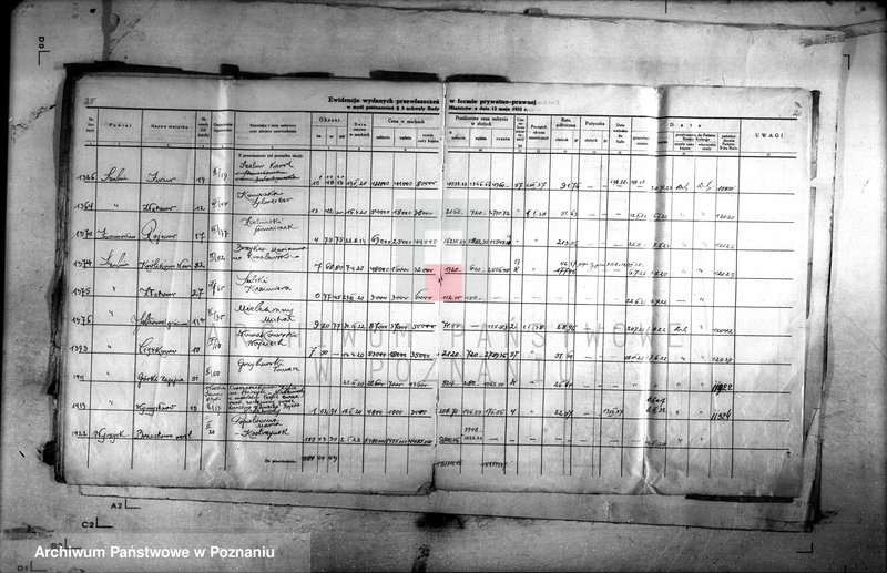 Obraz 18 z jednostki "Ewidencja udzielonych przywłaszczeń obiektów sprzedanych na zasadzie umów markowych /poz. 3 Uchwały Rady Ministrów z dnia 12.V.1933 r./"