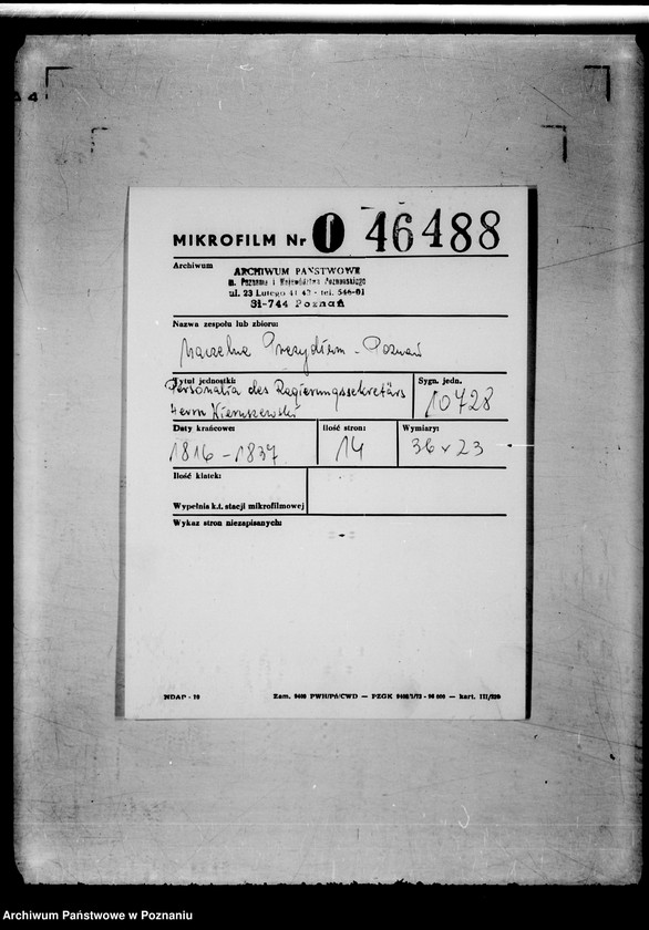 Obraz 3 z jednostki "Personalia des Regierungssekretärs Herrn Wieruszewski."