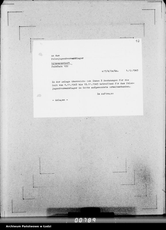 image.from.unit.number "Polenjugendverwahrlager. [Koszty urządzenia i utrzymania obozu]"