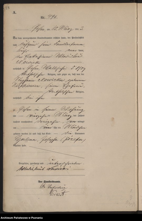 Obraz 20 z jednostki "Księga miejscowa urodzeń tom II [Rejestr główny urodzeń]"