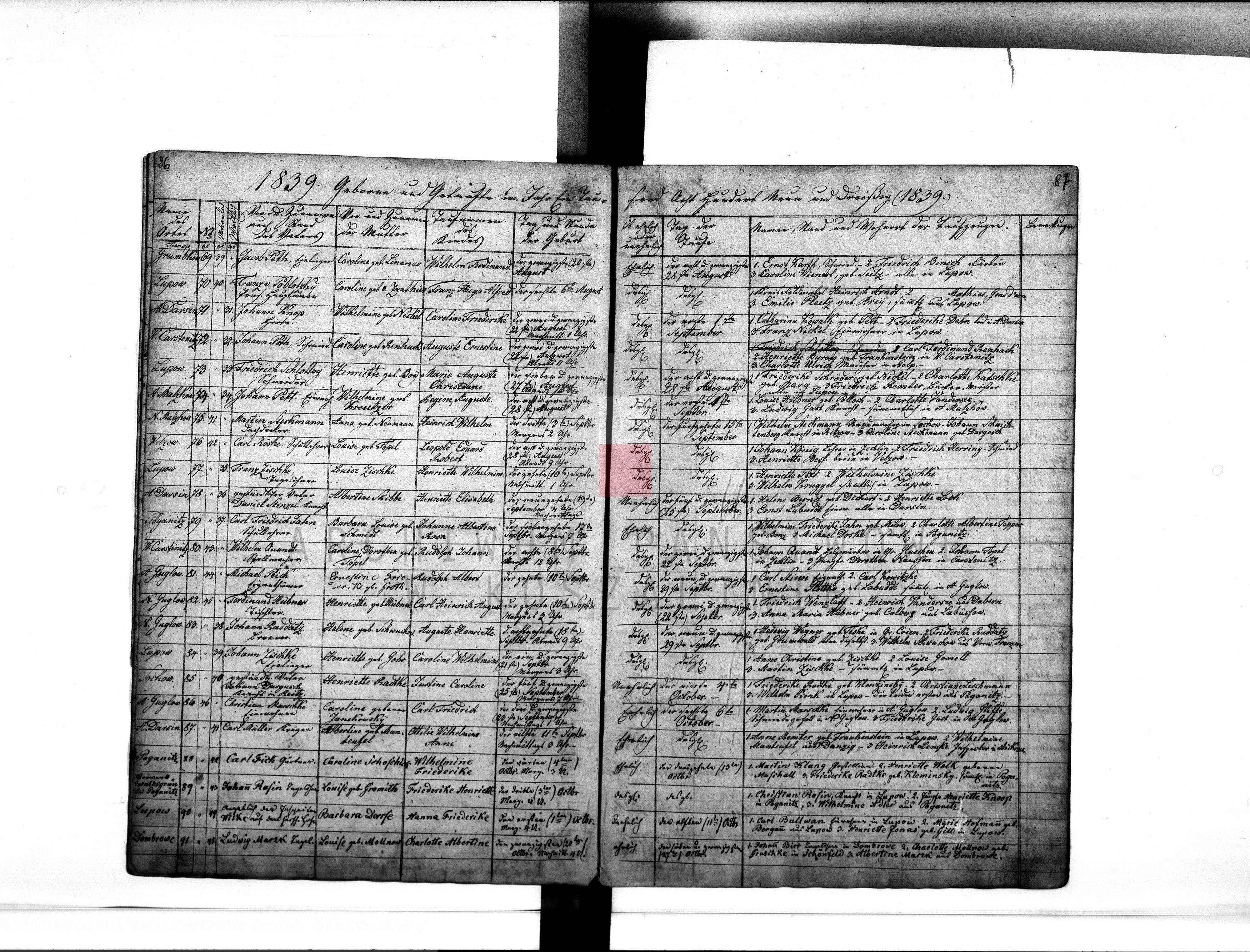 Skan z jednostki: Geborene und Getaufte: 1831-1865 Konfirmierte: 1831-1892 [Księga metrykalna urodzeń z lat 1831-1869 i konfirmacji z lat 1831-1892]