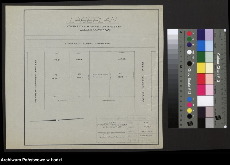 Obraz 1 z jednostki "Lageplan Christian Wergau Straße 7, 9, 13 Litzmannstadt"