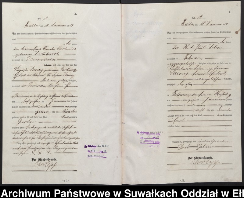 image.from.unit.number "[Geburts-Haupt-Register des Königlichen Preussischen Standes-Amtes Bialla Kreis Johannisburg]"