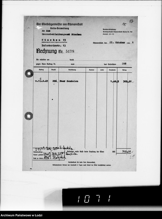 Obraz 19 z jednostki "Heeresbekleidungsamt München.Kriegsauftrag 6/14"