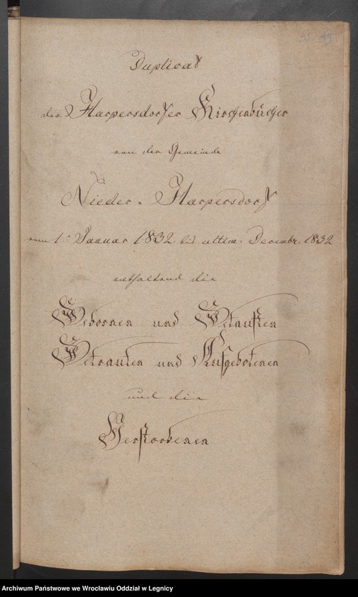 image.from.unit.number "Duplicat der Harpersdorfer Kirchenbücher von der Gemeinde Niederharpersdorf"