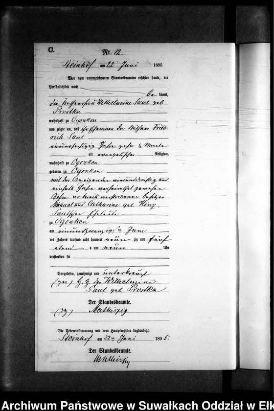 image.from.unit.number "Sterbe-Neben-Register des Preussischen Standes-Amtes Gr. Strengeln Kreis Angerburg"