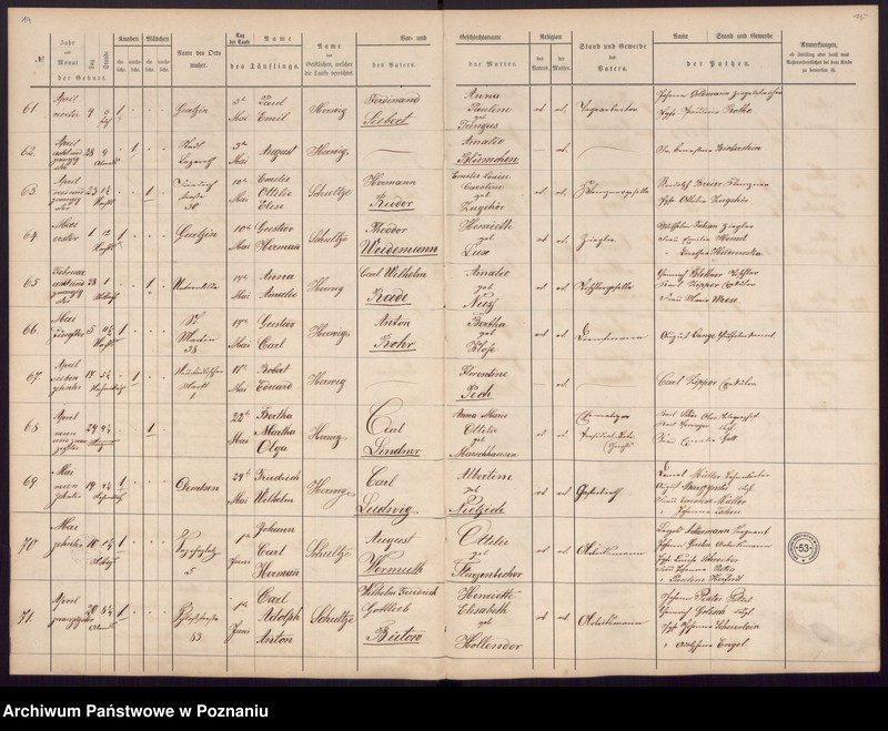 Obraz 11 z jednostki "[Akta urodzeń i chrztów, ślubów, zgonów]"