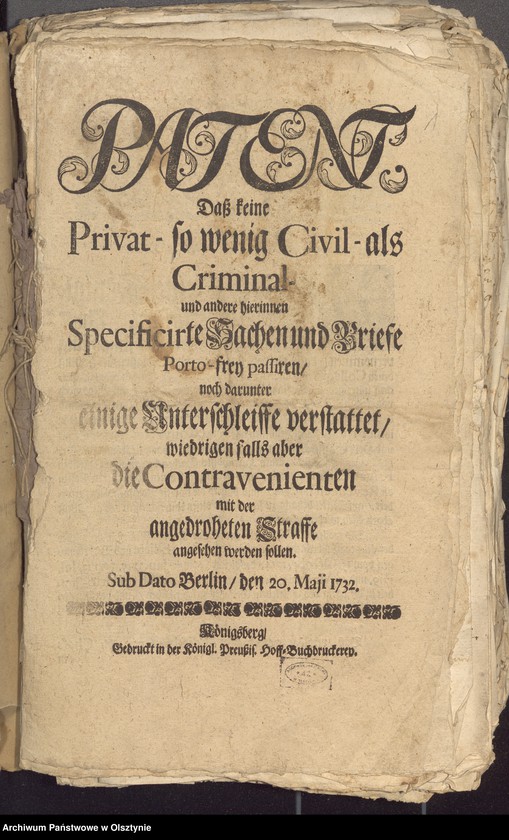 image.from.unit.number "Königliche Edikte, Patente usw. [Rozporządzenia królewskie]"