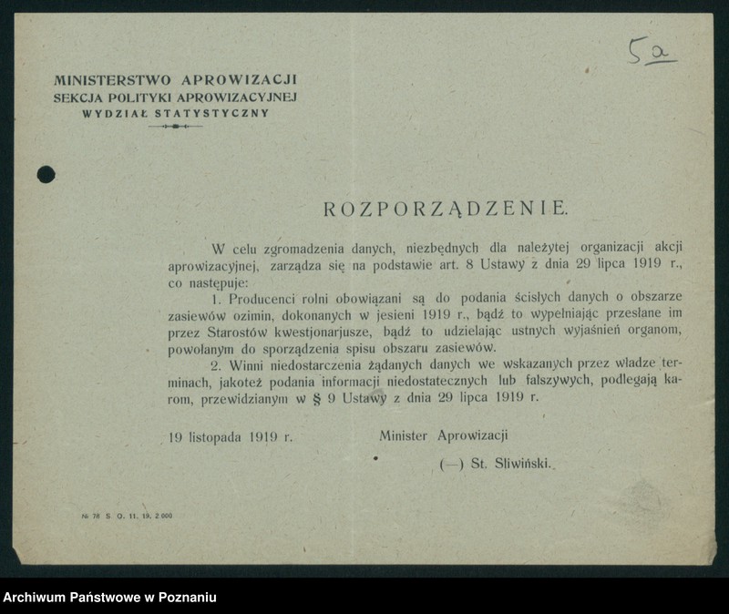 Obraz 8 z jednostki "[Koresponencja dotycząca statystyki produkcji rolnej - zasiewów ozimych w latach 1919-1920]"