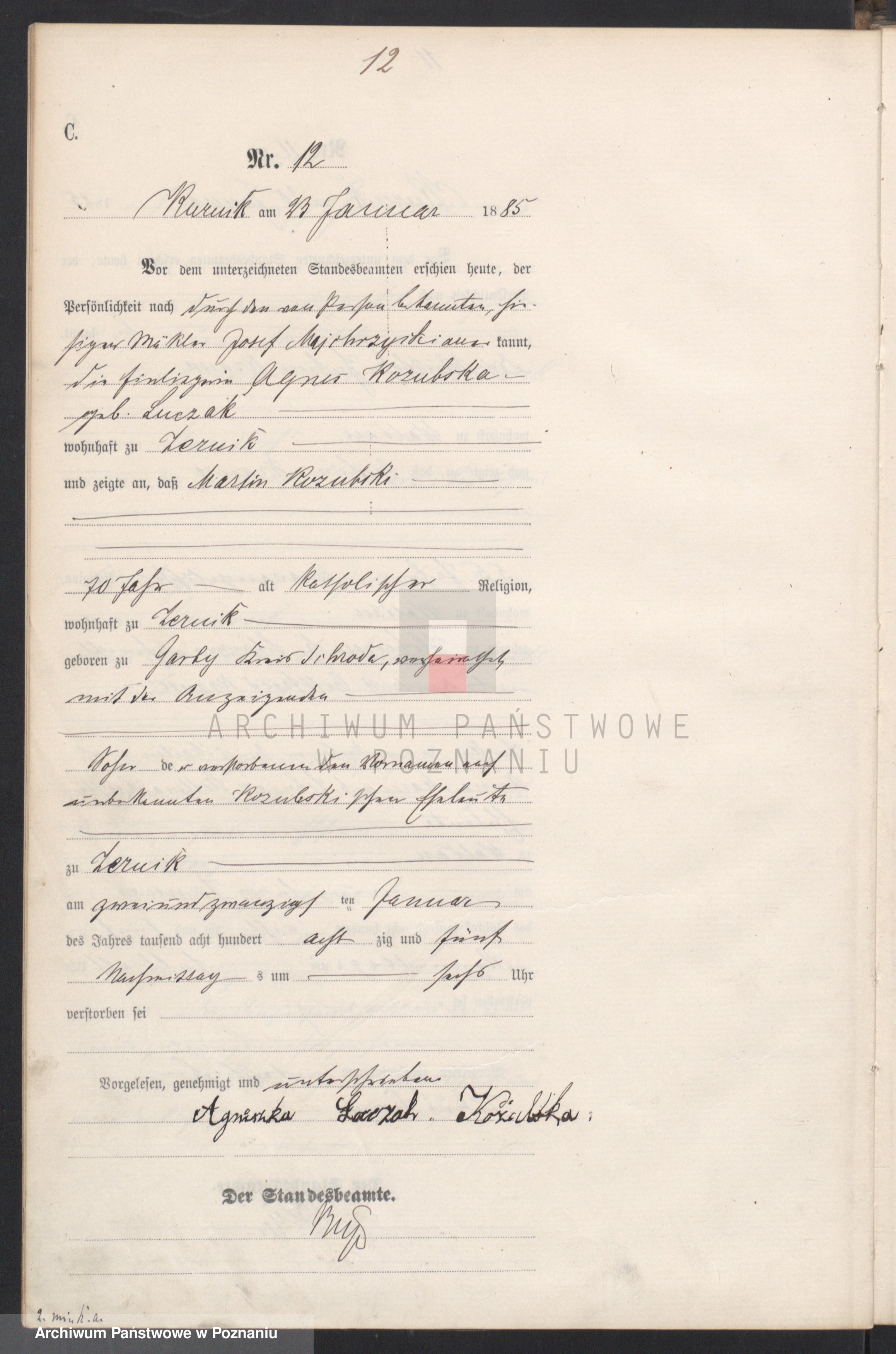 Skan z jednostki: Księga zgonów