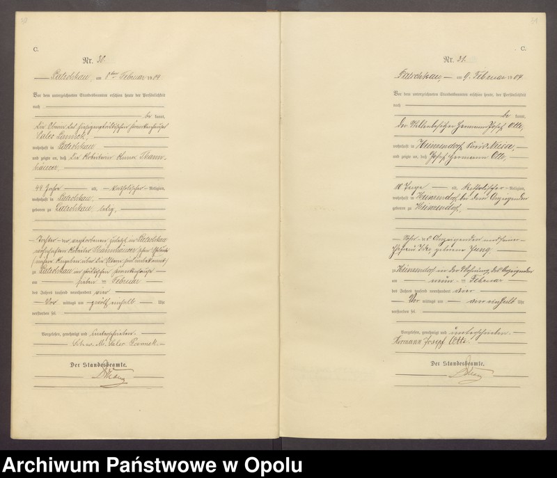 Obraz 18 z jednostki "Sterbe-Haupt-Register des Standesamts Patschkau Stadt und Land pro 1904"
