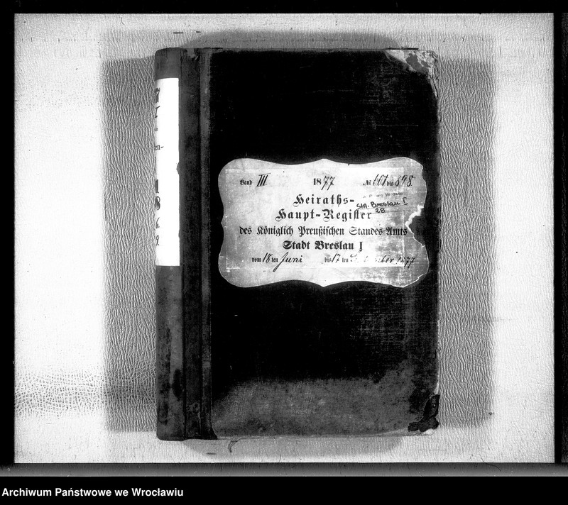 image.from.unit.number "Heiraths-Haupt-Register Breslau I 1877 Band 3"