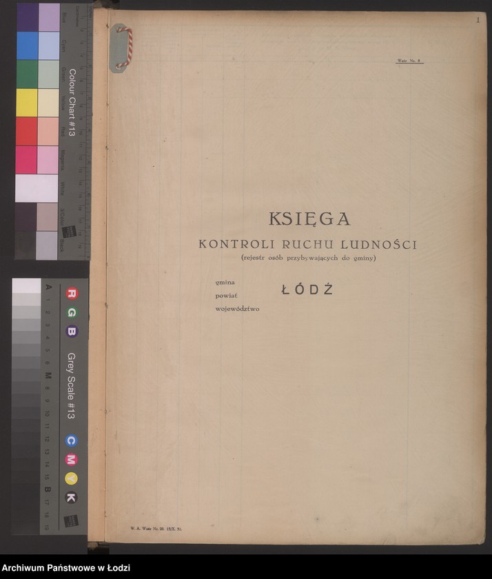 Obraz 4 z jednostki "Księga kontroli ruchu ludności (rejestr osób przybywających do gminy) Łódź, zameldowania pozaankietowe, komisariat VIII, nr 1-1703"