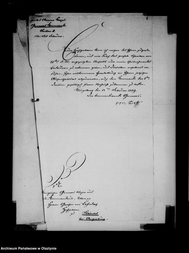 image.from.unit.number "/Schriftwechsel des Kommandeurs der 2 Kavalerie- Brigade Gf. Karl Lehndorff u. a. /"