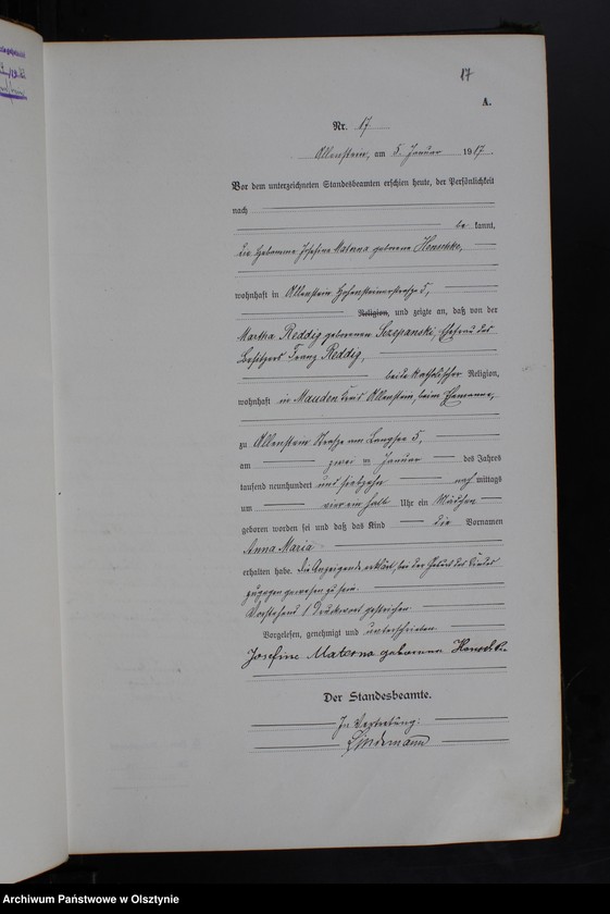 image.from.unit.number "Geburts-Haupt-Register Tom I, Nr 1-599"