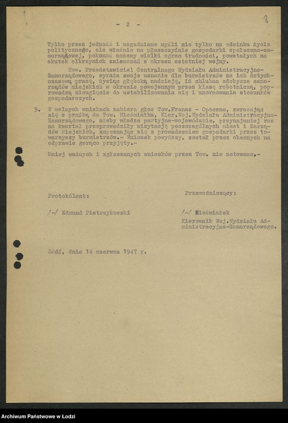 Obraz 9 z jednostki "Sprawozdania [z działalności, wykaz członków oraz składy Plenum i Egzekutywy Wydziału]"