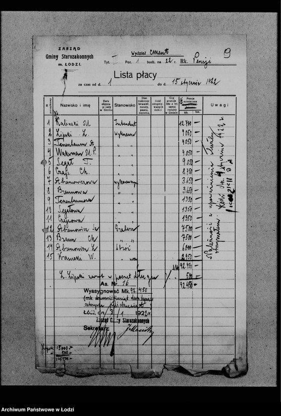 Obraz 13 z jednostki "Listy płacy, asygnaty"