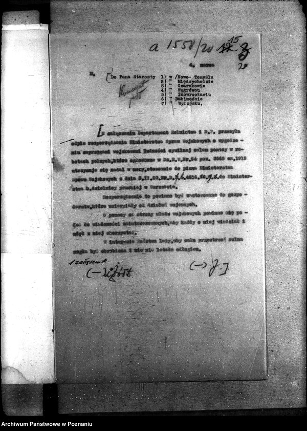 Obraz 19 z jednostki "Sprawy ogólno-administracyjne. Szkody wojenne, zapomogi gosp. rozporządzenie 9.3.20 r."