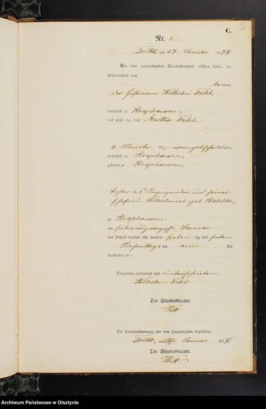 Obraz z jednostki "Sterbe-Neben-Register Nr 1 - 22"