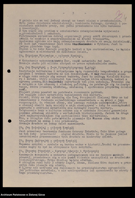 image.from.unit.number "Protokóły z posiedzeń Komisji Wychowania, Oświaty i Kultury Wojewódzkiej Rady Narodowej w Zielonej Górze; Nr 7 - 11"