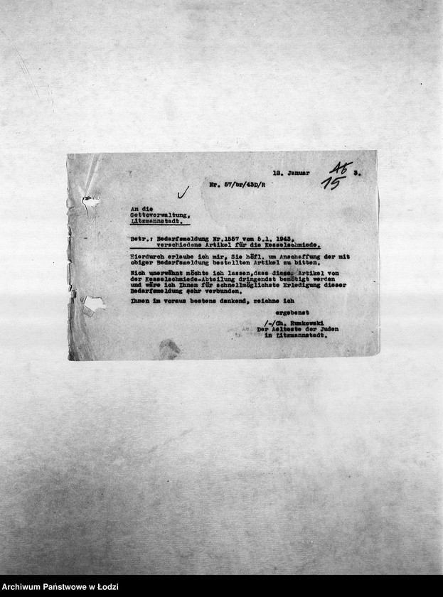 Obraz 18 z jednostki "Metall-Abteilung [Produkcja i zapotrzebowanie materiałów dla resortu pracy]"