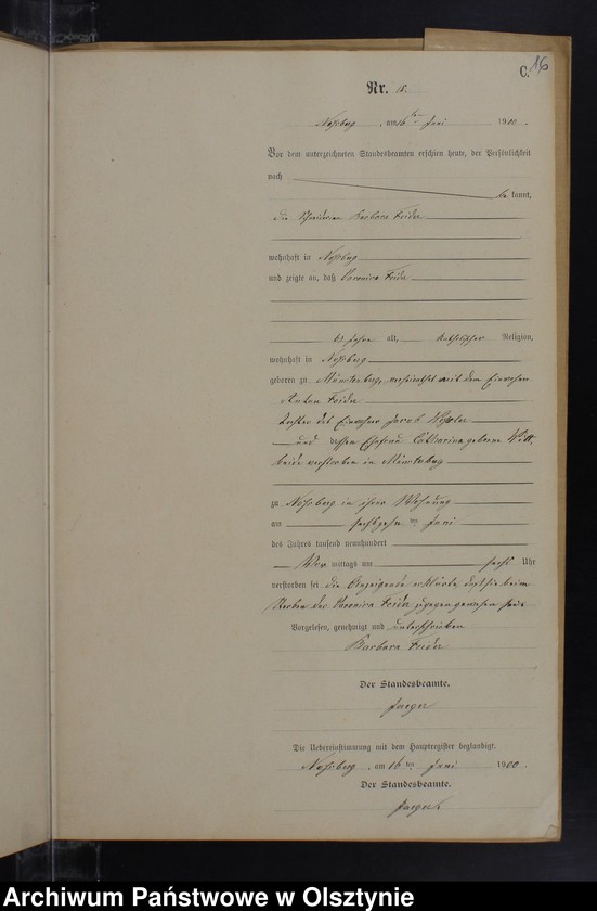 Obraz 18 z jednostki "Sterbe-Neben-Register Nr 1 - 19"