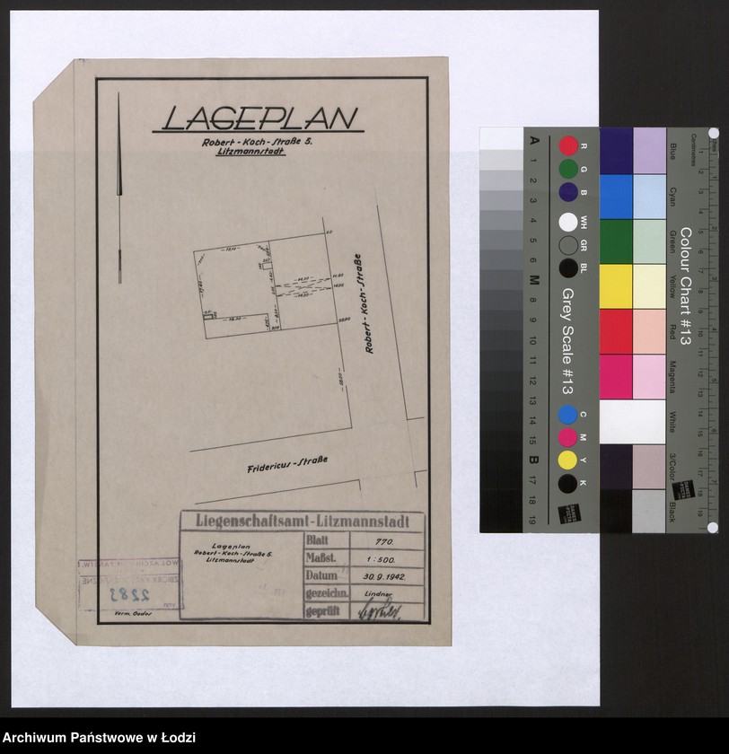 Obraz 1 z jednostki "Lageplan. Robert Koch Strasse 5 Litzmannstadt"