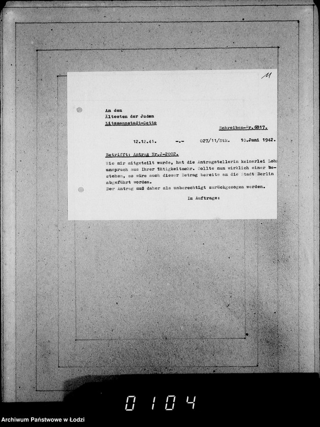 Obraz 15 z jednostki "J 2001-2020 [Wnioski Żydów z Getta o zwrot należności za towar wzięty na kredyt]"