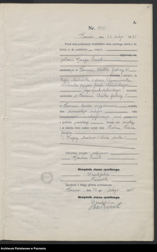 Obraz 17 z jednostki "Księga urodzeń odpis tom II [Rejestr poboczny urodzeń]"