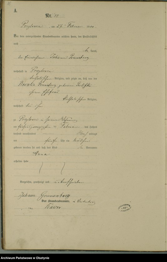 image.from.unit.number "Geburts-Haupt-Register Nr 1 - 74"