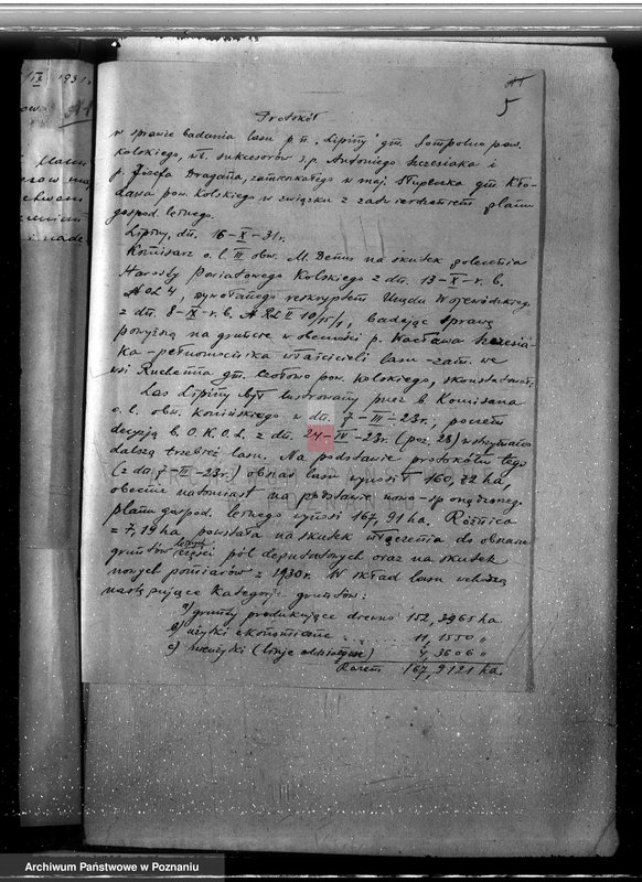 Obraz 10 z jednostki "Zatwierdzenie projektu planu gospodarstwa leśnego dla lasów majątku Lipiny powiatu kolskiego"