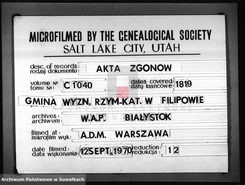image.from.unit.number "Akta Zeyścia Gminy Filipowskiey od dnia 1 Stycznia do dnia 31 Grudnia 1819"