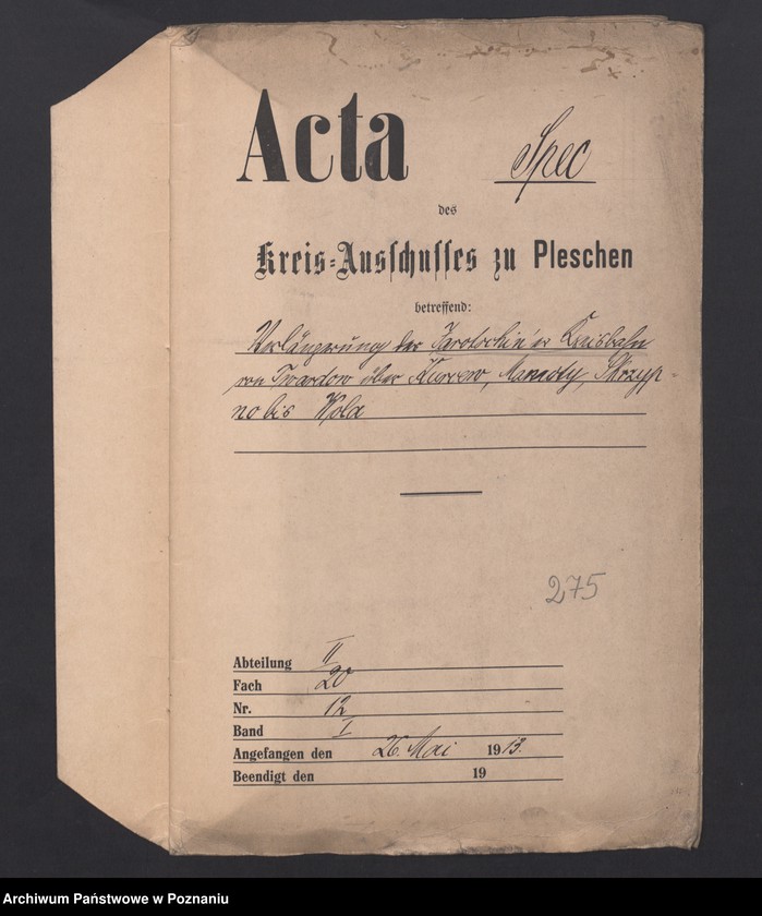 image.from.unit.number "Acta specjalia betreffen Verlängerung der jarotschiner Kreisbahn von Twardow über Kurcew, mamoty, Skrzypno bis Wola"