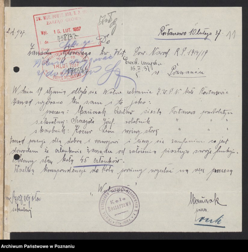 Obraz 15 z jednostki "Rostarzewo, powiat Wolsztyn - akta koła."