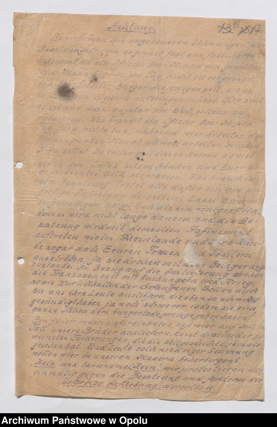 Obraz 20 z jednostki "/Propagande/Plakaty, odezwy, ulotki, afisze, broszury propagandowe różnych organizacji do mieszkańców Górnego Śląska, tłumaczenia w języku francuskim/"