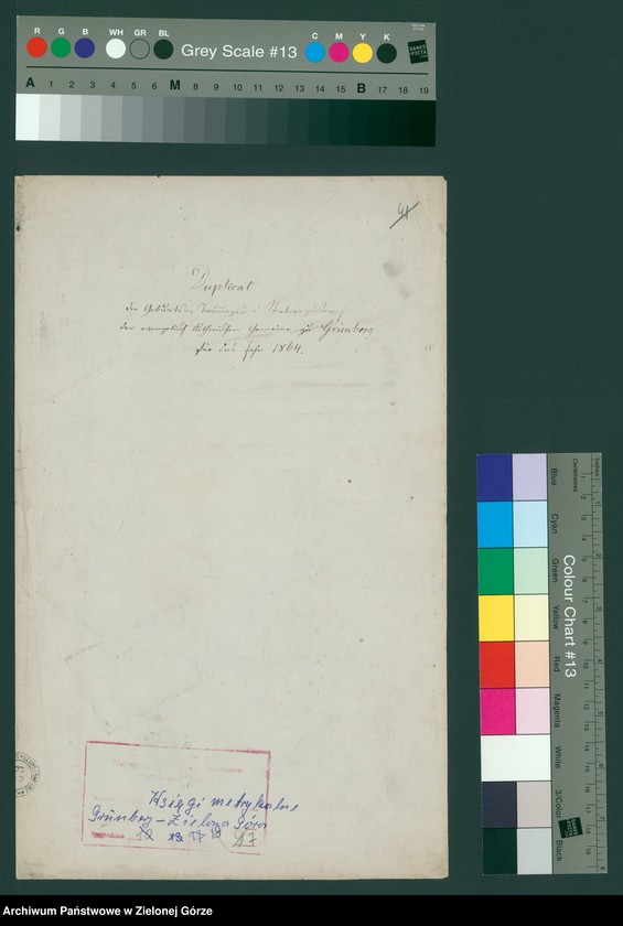 Obraz 2 z jednostki "Duplicat der Geburts - Trauungs - u[nd] Sterberegister der evangelisch lutherischen Gemeine 1864 zu Grünberg für das Jahr 1864"
