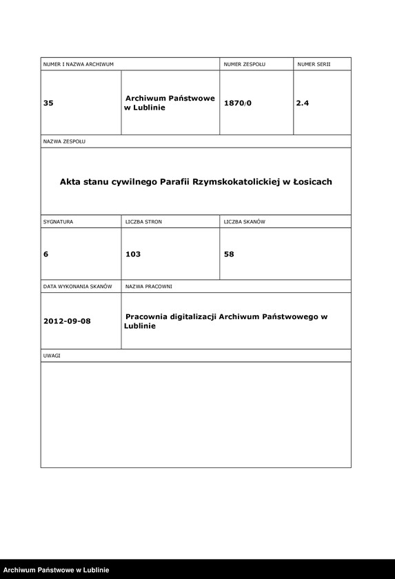 Obraz 2 z jednostki "Księga urodzeń, małżeństw i zgonów"