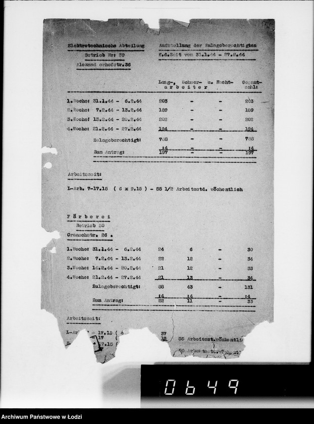 Obraz 7 z jednostki "Statistik [zatrudnienie i produkcja w Getcie według resortów i wydziałów, wykazy dostaw artykułów żywnościowych]"
