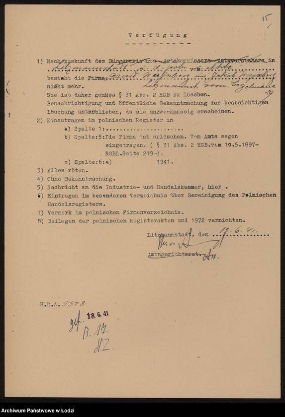 Obraz 17 z jednostki "Dawid Wajnberg i Jakób Wajnberg- handel manufakturą"