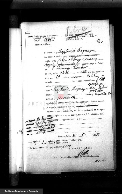 Obraz 17 z jednostki "Majętność Boguszyn pow. jarociński nr fabr. kotła 1232 nr woj. kotła 6120"