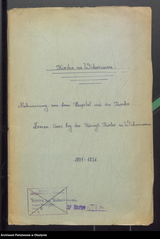image.from.unit.number "Nachweisung von dem Hospital und der Kirche Armen Casse bey der Königliche Kirche Widminnen"