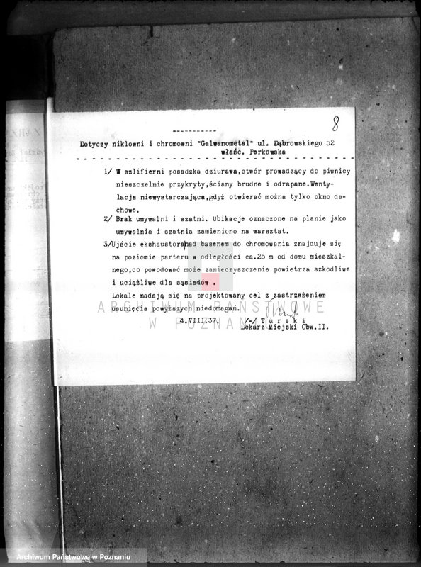 Obraz 12 z jednostki "Zatwierdzenie projekt urządzenia niklowni i chromowni Galwanometal St. Perkowska w Poznaniu"